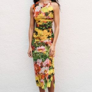 Zara limited edition bohemian floral tulle knotted dress